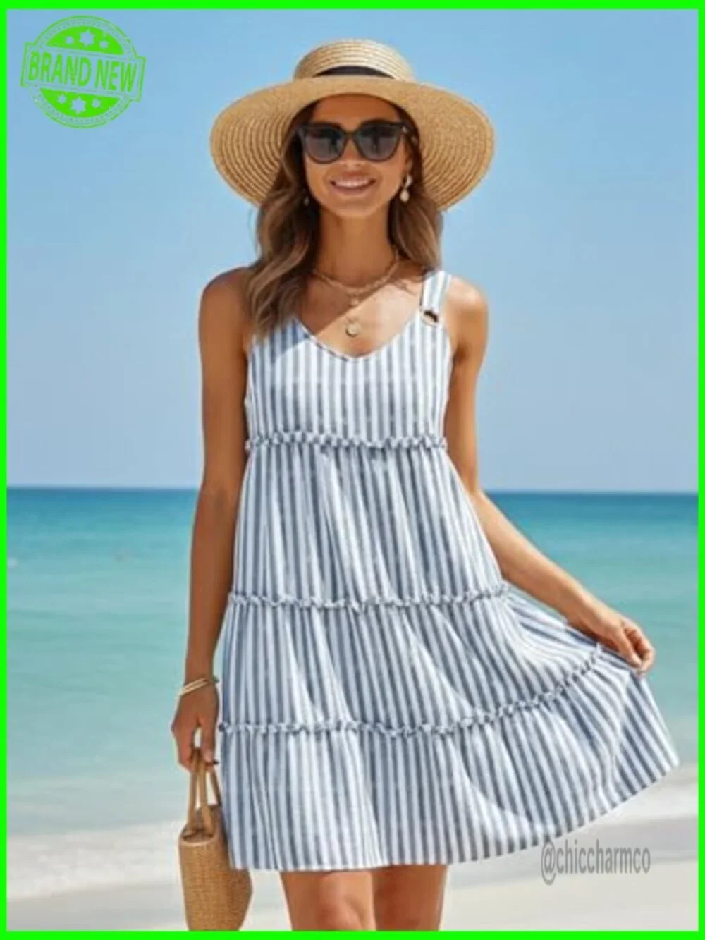 Boho Floral Beach Dress Swimsuit Cover Up V-Neck Sleeveless Summer Dress